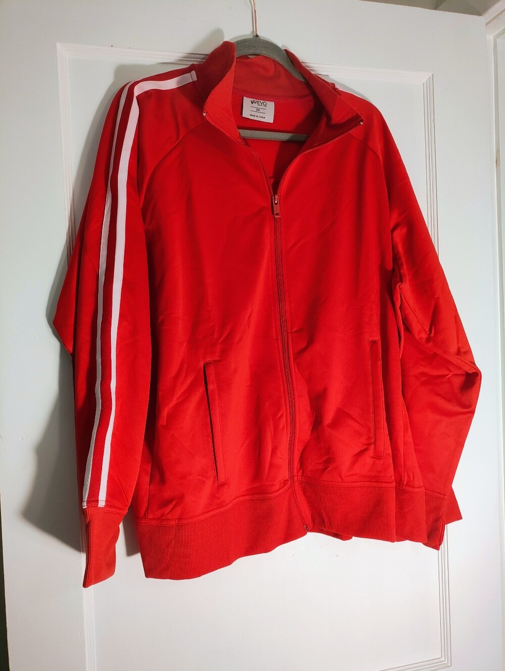 VEVO Active 3X Red Track Jacket White Stripe Full Zip Y2K Streetwear Plus Size